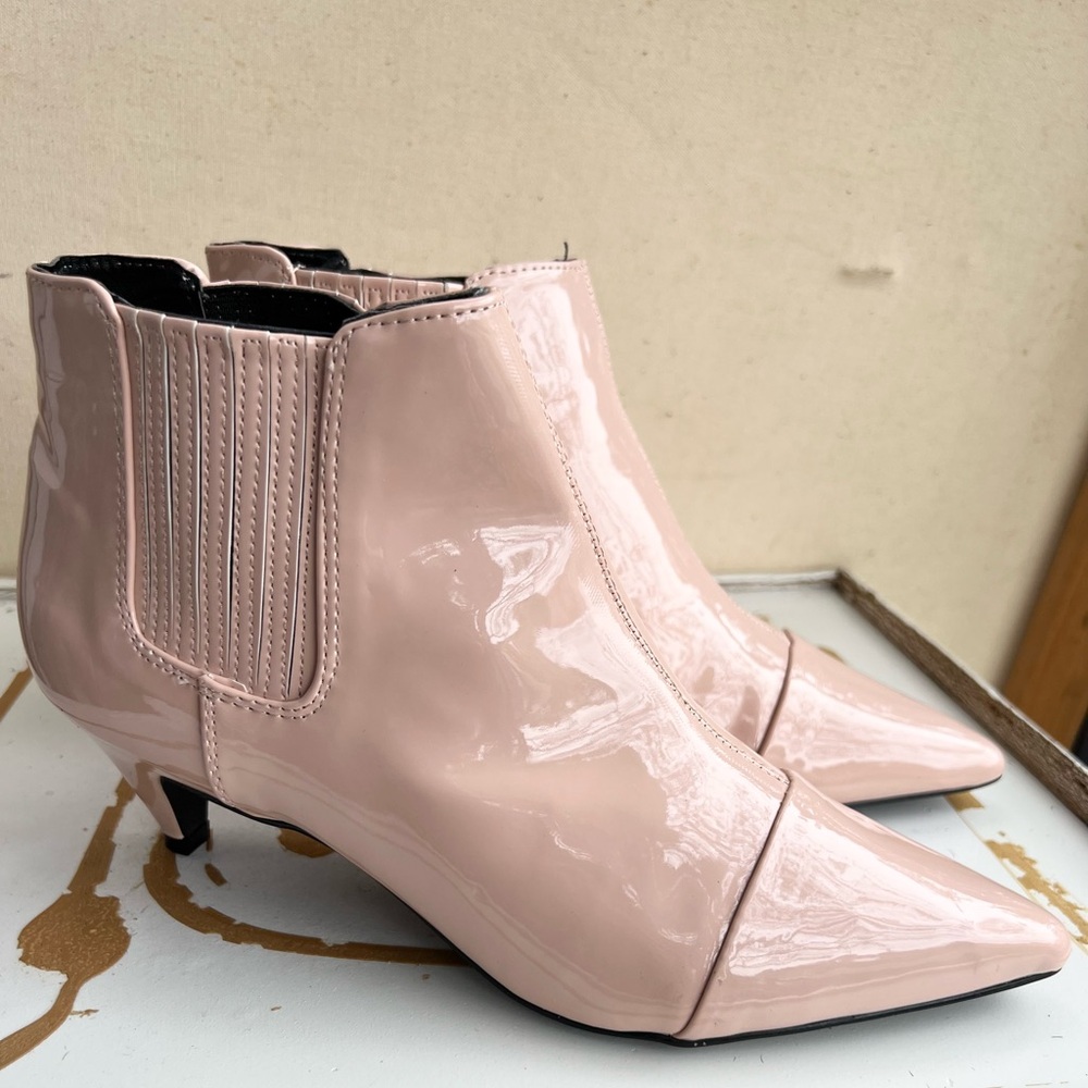 Lord & Taylor Elegant Nude Patent Leather Ankle Boots